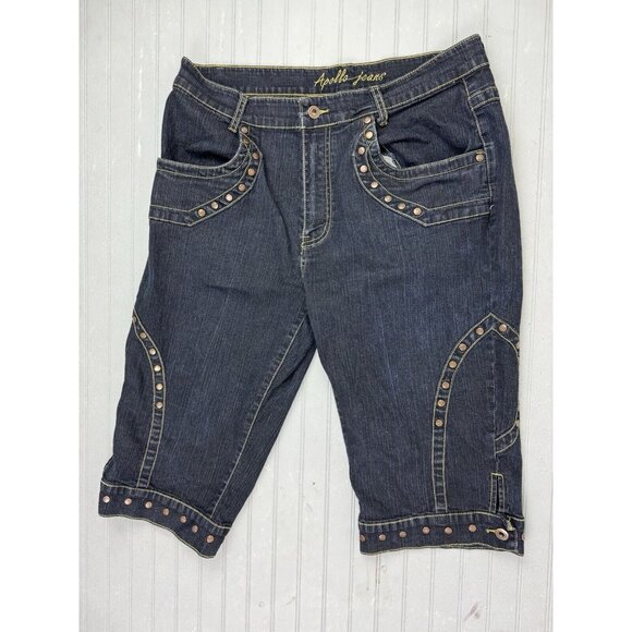 Apollo Size 13/14 Womens Jeans Capri Dark Wash Stretch High Rise - Picture 1 of 4